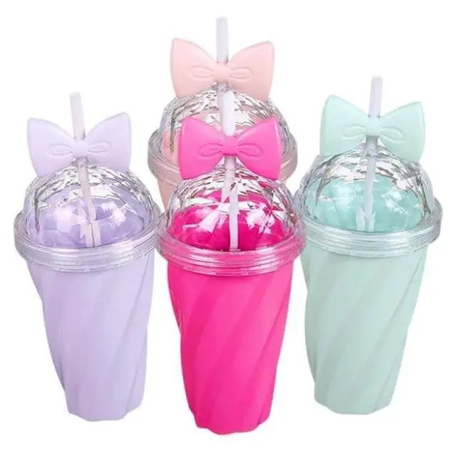 Pastel Princess Bow Water Bottle in Pink Purple Magenta and Cyan - Bottle