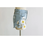Pastel Princess Embroidered Denim Daisy Shorts - Cosparty