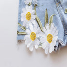 Pastel Princess Embroidered Denim Daisy Shorts - shorts