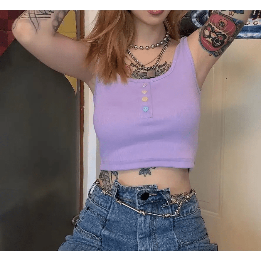Pastel Purple Candy Colored Crop Top for a Sweet Girly Look - Cosparty