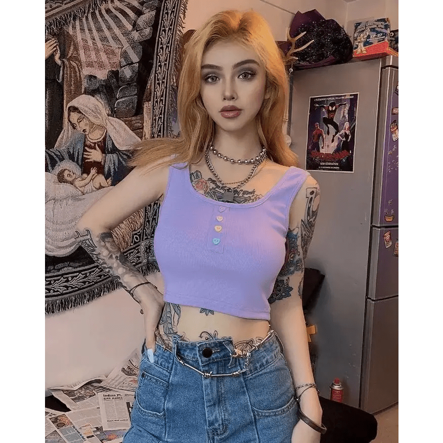 Pastel Purple Candy Colored Crop Top for a Sweet Girly Look - Cosparty