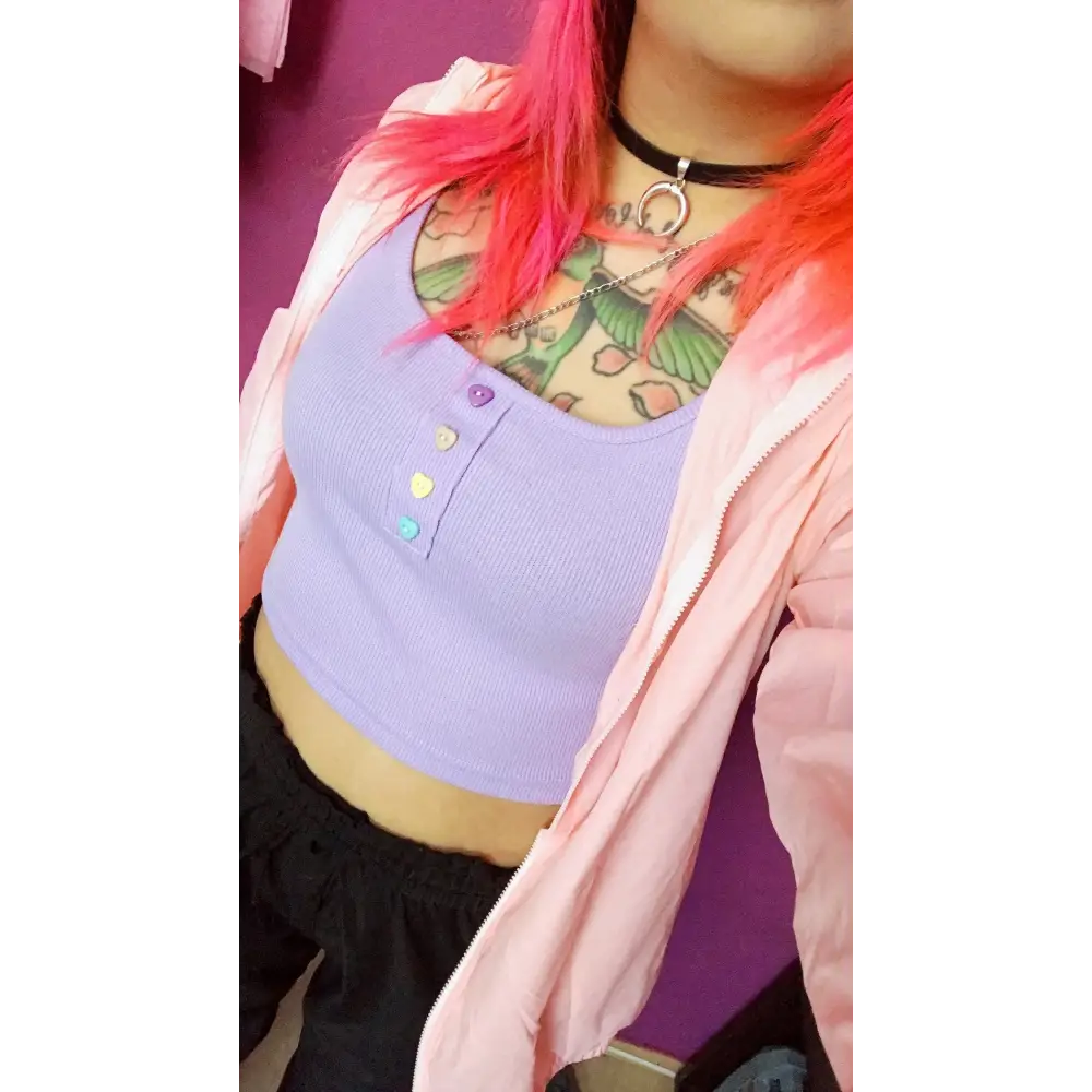 Pastel Purple Candy Colored Crop Top for a Sweet Girly Look - shirt