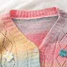 Pastel Rainbow Knit Cardigan Sweater with Girly Hippie Vibes - sweater