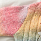 Pastel Rainbow Knit Cardigan Sweater with Girly Hippie Vibes - Cosparty