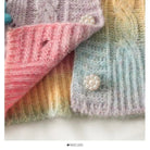 Pastel Rainbow Knit Cardigan Sweater with Girly Hippie Vibes - Cosparty