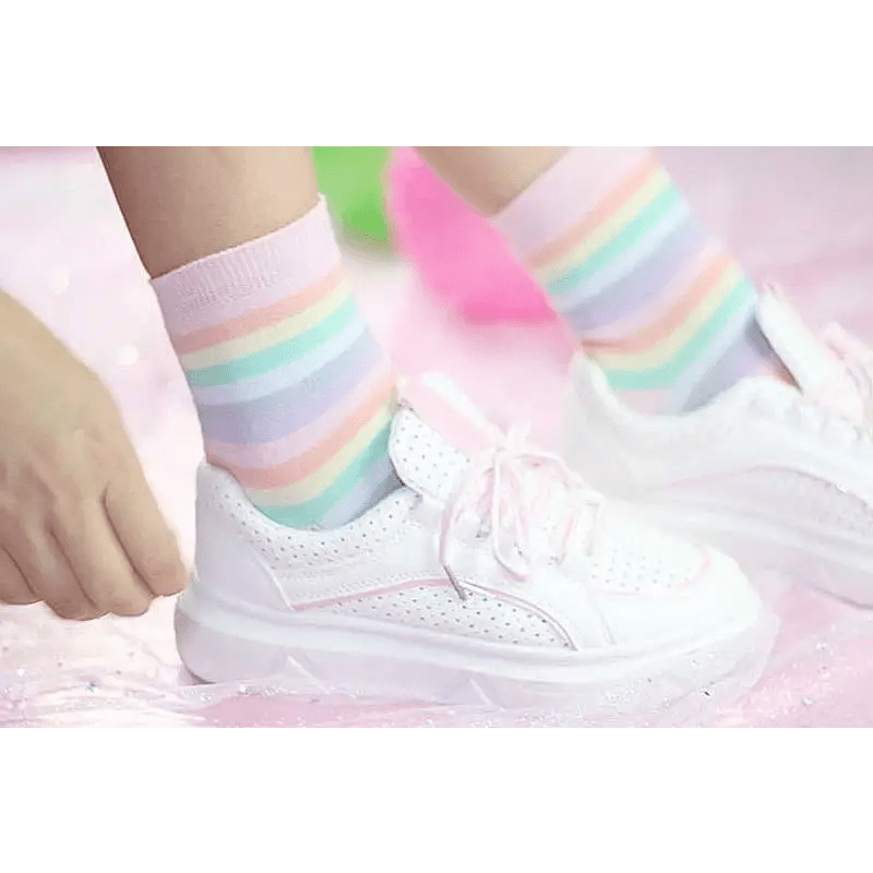 Pastel Rainbow Socks for Fairy Kei Fashion Lovers - Cosparty