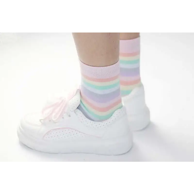 Pastel Rainbow Socks for Fairy Kei Fashion Lovers - socks