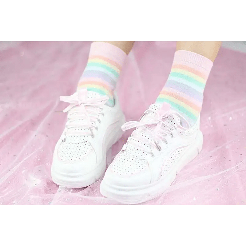 Pastel Rainbow Socks for Fairy Kei Fashion Lovers - Cosparty