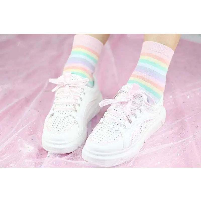 Pastel Rainbow Socks for Fairy Kei Fashion Lovers - socks