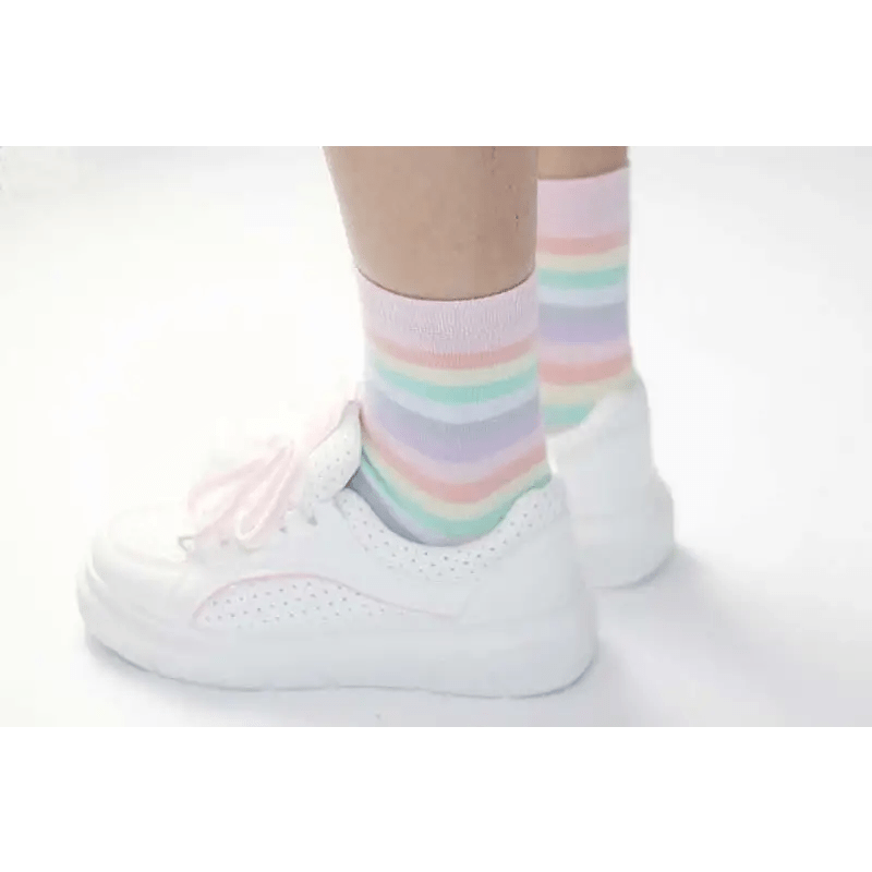 Pastel Rainbow Socks for Fairy Kei Fashion Lovers - Cosparty