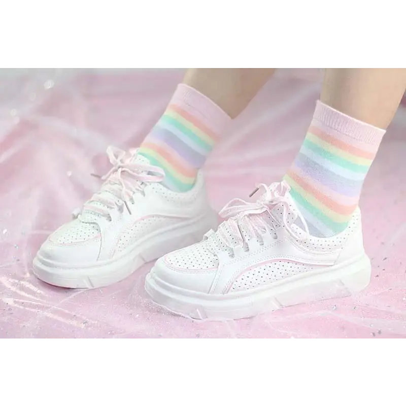 Pastel Rainbow Socks for Fairy Kei Fashion Lovers - socks