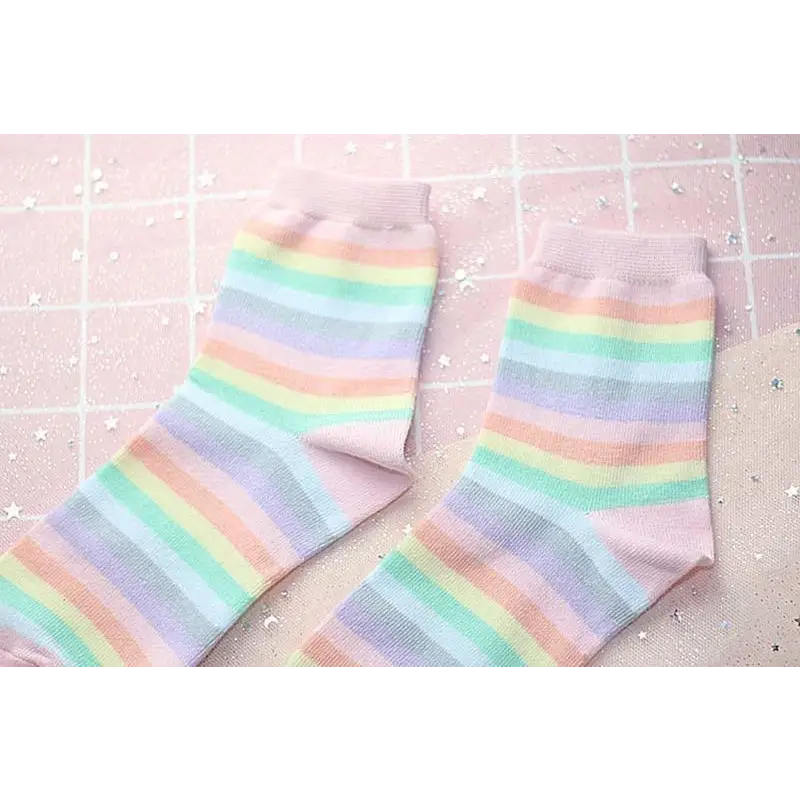 Pastel Rainbow Socks for Fairy Kei Fashion Lovers - socks