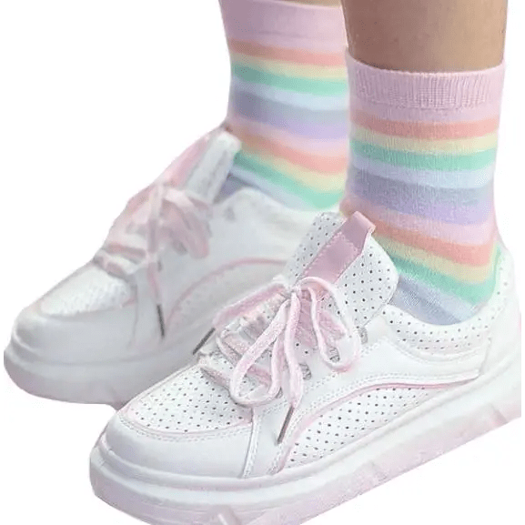 Pastel Rainbow Socks for Fairy Kei Fashion Lovers - Cosparty