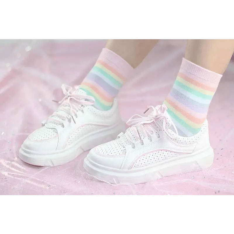Pastel Rainbow Socks for Fairy Kei Fashion Lovers - Cosparty