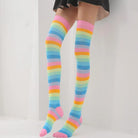 Pastel Rainbow Thigh High Socks for Kawaii Pride Lovers - stockings