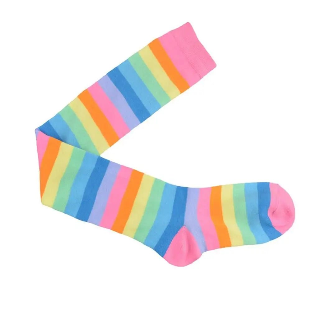 Pastel Rainbow Thigh High Socks for Kawaii Pride Lovers - Cosparty