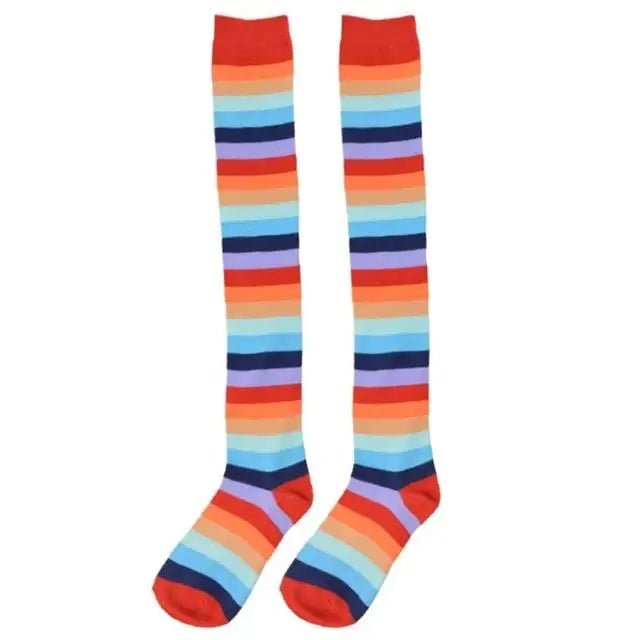 Pastel Rainbow Thigh High Socks for Kawaii Pride Lovers - Cosparty