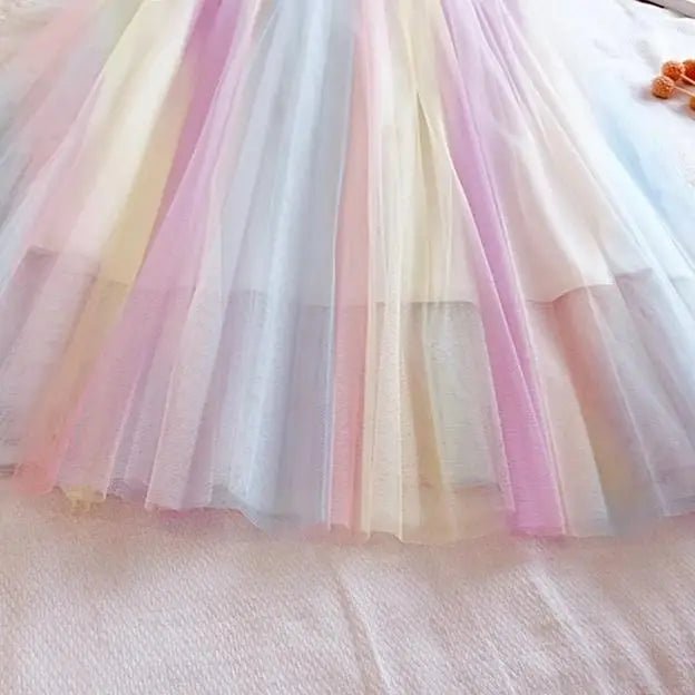 Pastel Rainbow Tutu Skirt for Kawaii Fairy Kei Fashion - Cosparty