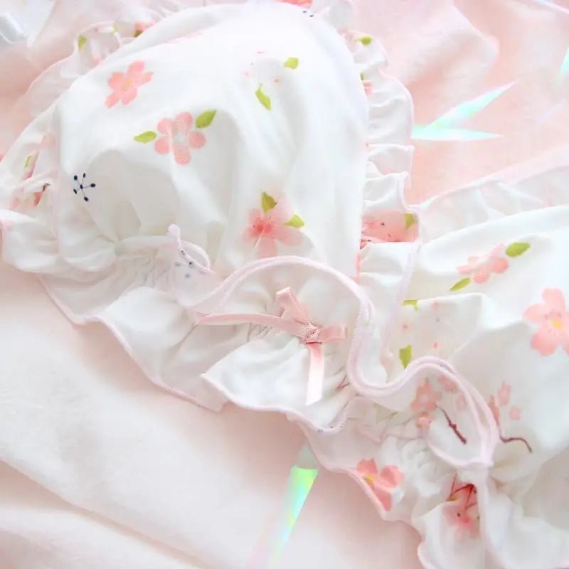 Pastel Sakura Blossom Lingerie Set for Kawaii Fashion Lovers - Cosparty
