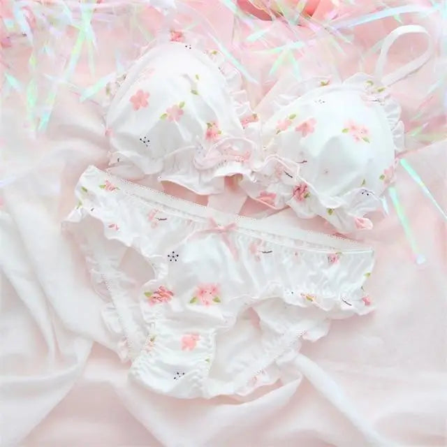 Pastel Sakura Blossom Lingerie Set for Kawaii Fashion Lovers - lingerie