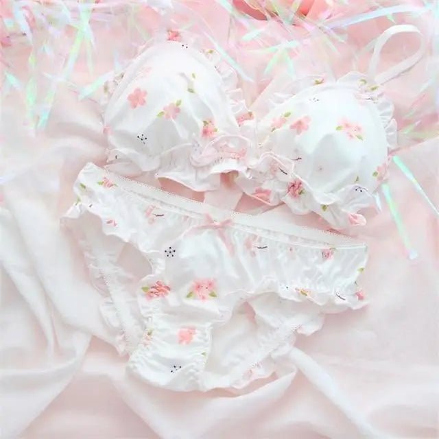 Pastel Sakura Blossom Lingerie Set for Kawaii Fashion Lovers - Cosparty