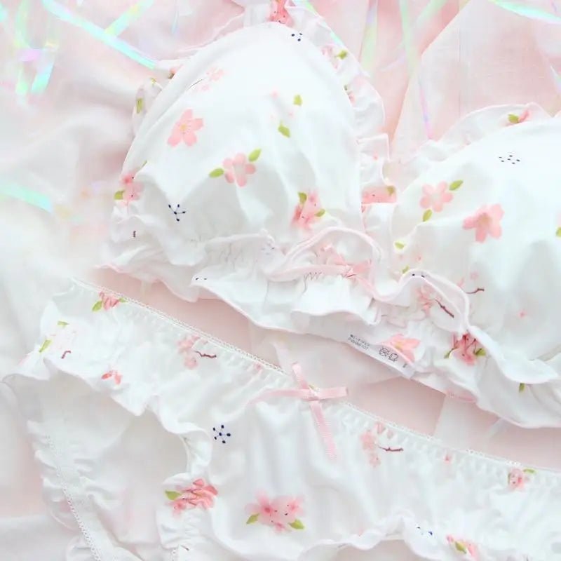 Pastel Sakura Blossom Lingerie Set for Kawaii Fashion Lovers - Cosparty