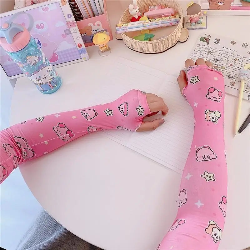 Kawaii Arm Sleeves - Kirby - arm warmer, warmers, cinnamoroll, fairy kei, fairykei