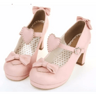 Pastel Sweet Lolita Heels with Heart Embellishments and Bows - Cosparty