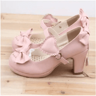 Pastel Sweet Lolita Heels with Heart Embellishments and Bows - Cosparty