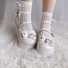 Pastel Sweet Lolita Shoes with Cute Embroidered Paw Prints - shoes