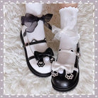 Pastel Sweet Lolita Shoes with Cute Embroidered Paw Prints - Cosparty