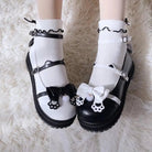 Pastel Sweet Lolita Shoes with Cute Embroidered Paw Prints - Cosparty