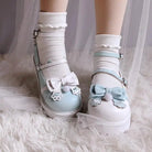 Pastel Sweet Lolita Shoes with Cute Embroidered Paw Prints - Cosparty
