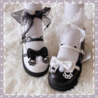 Pastel Sweet Lolita Shoes with Cute Embroidered Paw Prints - Cosparty