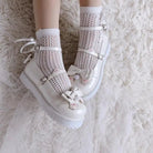 Pastel Sweet Lolita Shoes with Cute Embroidered Paw Prints - Cosparty