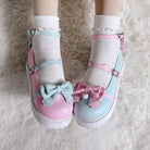 Pastel Sweet Lolita Shoes with Cute Embroidered Paw Prints - Cosparty