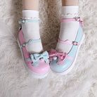 Pastel Sweet Lolita Shoes with Cute Embroidered Paw Prints - Cosparty