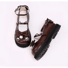 Pastel Sweet Lolita Shoes with Cute Embroidered Paw Prints - Cosparty