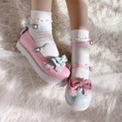 Pastel Sweet Lolita Shoes with Cute Embroidered Paw Prints - shoes