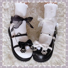 Sweet Lolita Paw Maryjanes - Black/White / 9 - embroidered, embroidery, loafers, lolita, lolita heels