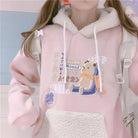 Pastel Teddy Bear Fleece Pullover Hoodie - Cosparty