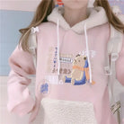 Pastel Teddy Bear Fleece Pullover Hoodie - hoodie