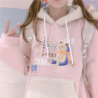 Pastel Teddy Bear Fleece Pullover Hoodie - Cosparty