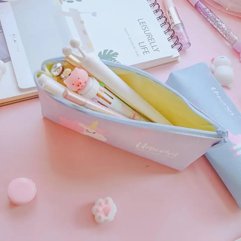 Pastel Unicorn Mermaid Pencil Case for Storing Essentials - bag