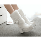 Pastel Vegan Fur Boots with Chunky Block Heel - Cosparty