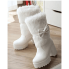 Pastel Vegan Fur Boots with Chunky Block Heel - Cosparty