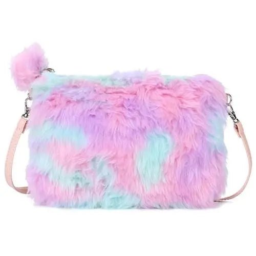 Pastel Vegan Fur Satchel with Removable Straps - Cosparty