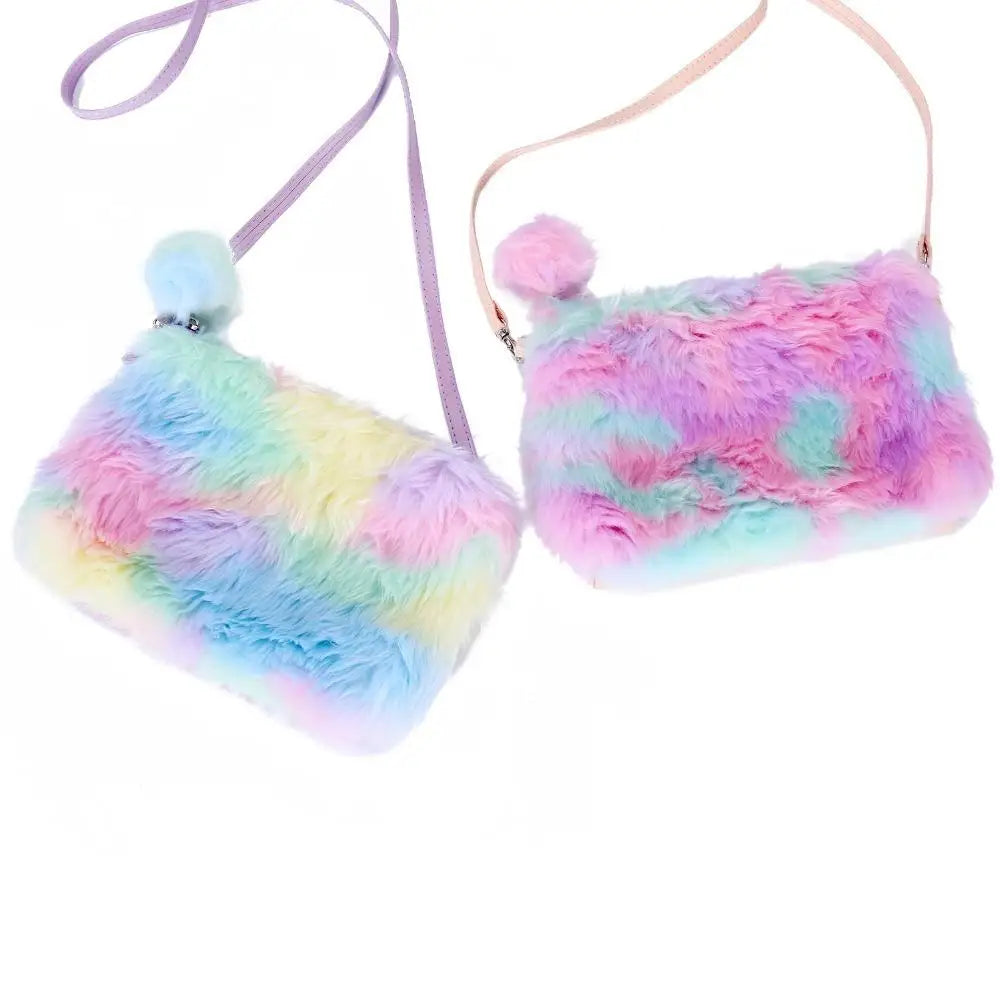 Pastel Vegan Fur Satchel with Removable Straps - Purse