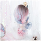 Pastel Wavy Long Hair Pink Ombre Wig with Sweet Fringe - wig