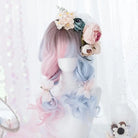 Pastel Wavy Long Hair Pink Ombre Wig with Sweet Fringe - wig